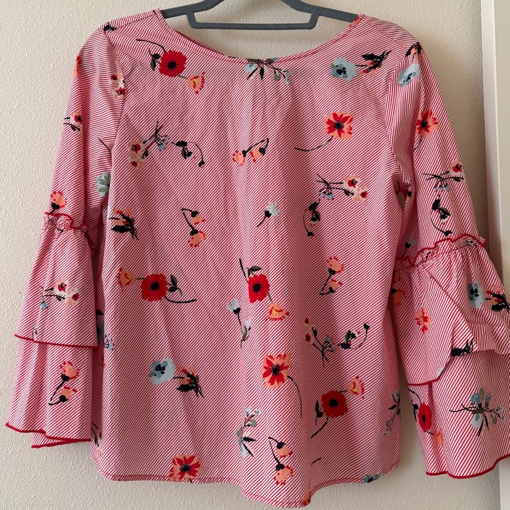 LOFT striped blouse with flowers